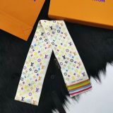 Silk-like Scarf Double Bow Women Print Ribbon Hair Bows Tie Bag Accesseries