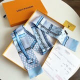 Silk-like Scarf Double Bow Women Print Ribbon Hair Bows Tie Bag Accesseries