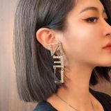 New Designer Full Rhinestone Letter Tassel Earrings For Women Fashion Stud Earring Jewelry Gifts