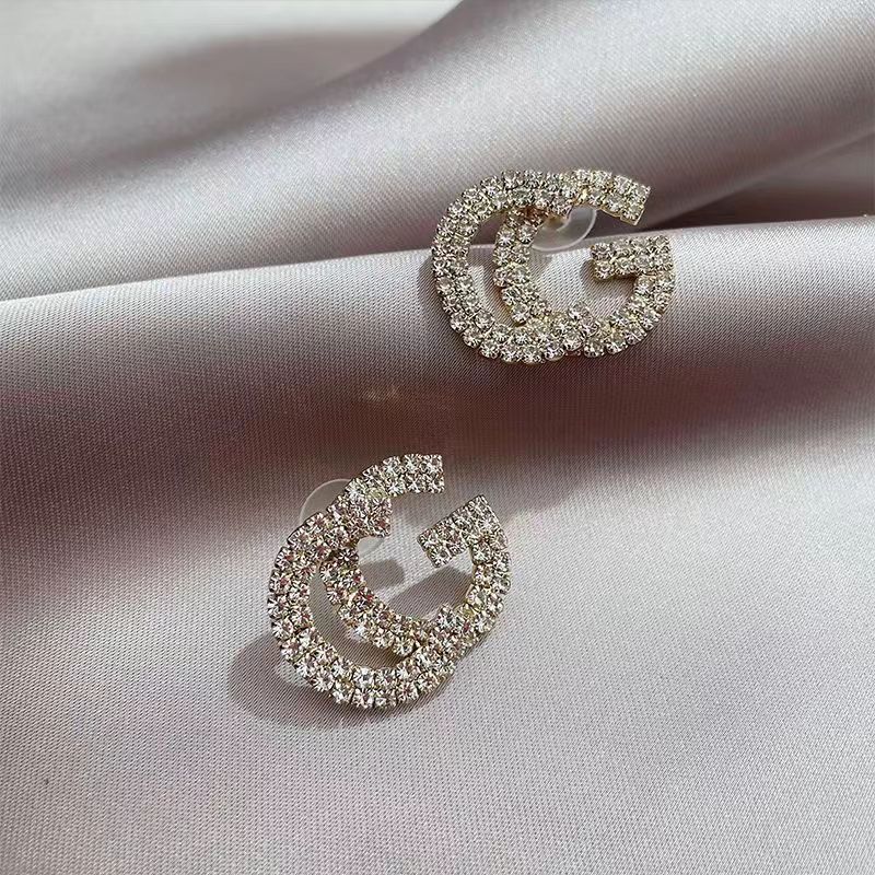 S925 Silver Pin Circle Earrings Simple Letters Earrings