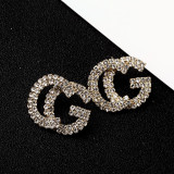 S925 Silver Pin Circle Earrings Simple Letters Earrings