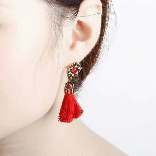 Tiny Tassel Earrings for Women Fashion Jewelry Vintage Velvet Ball Statement Fringed Drop Earring