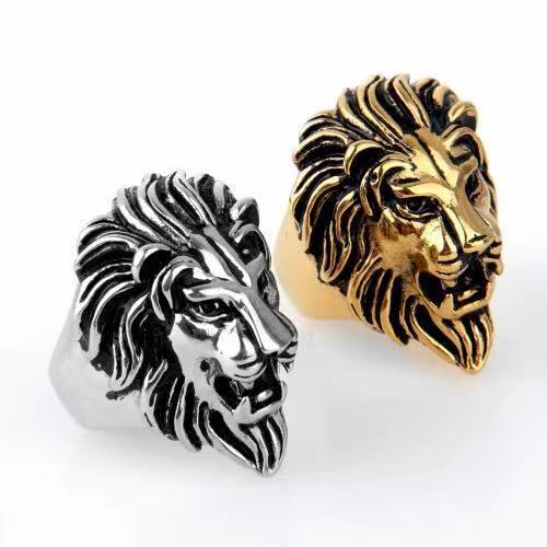 Men's Fashion Cool Gold Plated Lion Ring Design Fashion Jewelry Ring