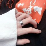 Wind Stainless Steel Matching Ring Trend Hollow Hook Ring For Couples