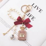 Luxury ornament perfume bottles car key ring women jewelry key chain