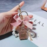Luxury ornament perfume bottles car key ring women jewelry key chain