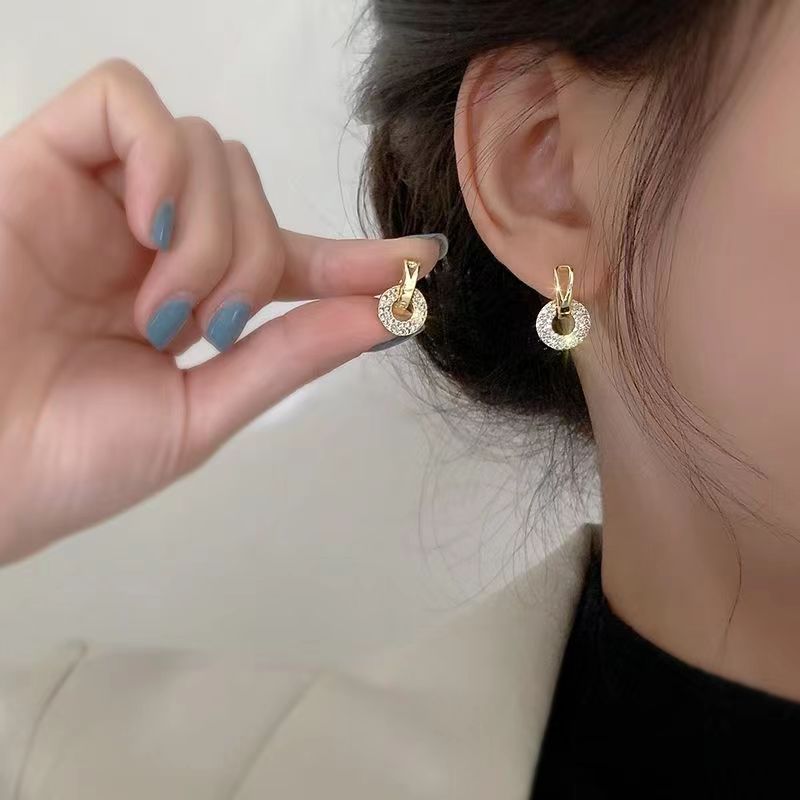 Gold Rhinestone Earrings For Women Jewelry