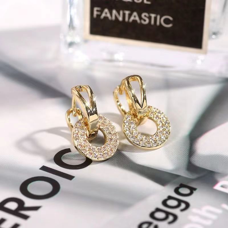 Gold Rhinestone Earrings For Women Jewelry