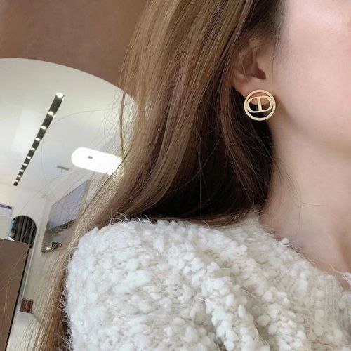 Simple CD Bronze Earrings For Women Christmas Gift