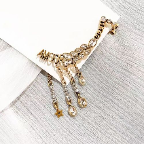 1Pc 925 Silver Pin Retro Diamond Earrings European And American Alphabet Ear Bone Wheat Ear Wings