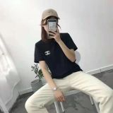 Cotton embroidered shirt, T-shirt, women's doubles C han edition men and women lovers easing trend joker short sleeves