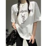 Cotton embroidered shirt, T-shirt, women's doubles C han edition men and women lovers easing trend joker short sleeves