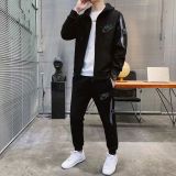 The spring and autumn period and the hooded zipper fleece two suit men's leisure sports pants dress men's fashion suits