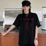 Cotton embroidered shirt, T-shirt, women's doubles C han edition men and women lovers easing trend joker short sleeves