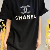 Cotton embroidered shirt, T-shirt, women's doubles C han edition men and women lovers easing trend joker short sleeves