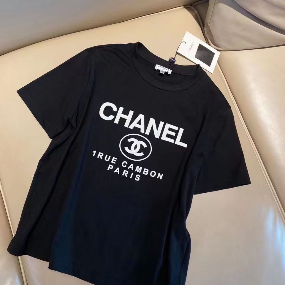 Cotton embroidered shirt, T-shirt, women's doubles C han edition men and women lovers easing trend joker short sleeves