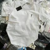 Summer round collar embroidery cotton T-shirt, men and women in same half sleeve ins sweethearts outfit joker contracted with short sleeves