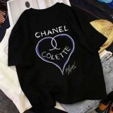 Cotton embroidered shirt, T-shirt, women's doubles C han edition men and women lovers easing trend joker short sleeves