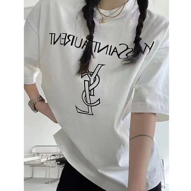 Cotton embroidered shirt, T-shirt, women's doubles C han edition men and women lovers easing trend joker short sleeves