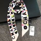 Silk-like Scarf Double Bow Women Print Ribbon Hair Bows Tie Bag Accesseries