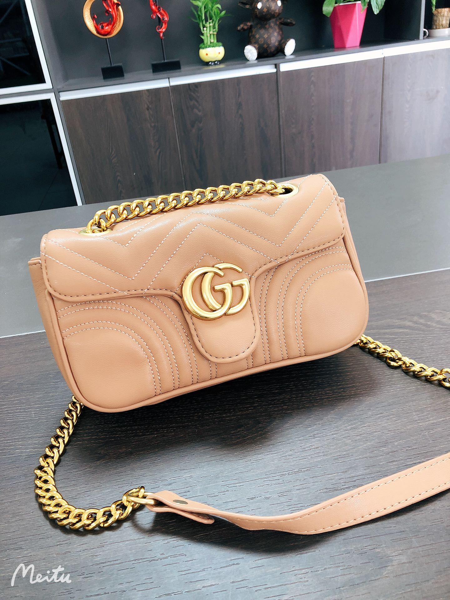 Women Marmont Chain Quilted Leather Shoulder Bag Tote Handbags