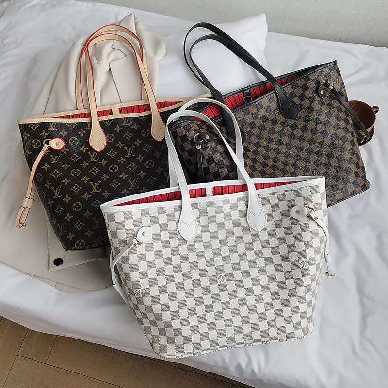 2Pcs Set Fashion Flower Neverfull French One-shoulder Women's Bag Sacoche Hand Bag
