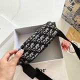 Embroidered Canvas Denim Double Zipper Unisex Camera Bag Single Shoulder Messenger Bag