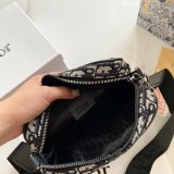 Embroidered Canvas Denim Double Zipper Unisex Camera Bag Single Shoulder Messenger Bag