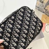 Embroidered Canvas Denim Double Zipper Unisex Camera Bag Single Shoulder Messenger Bag