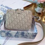 Embroidered Canvas Denim Double Zipper Unisex Camera Bag Single Shoulder Messenger Bag