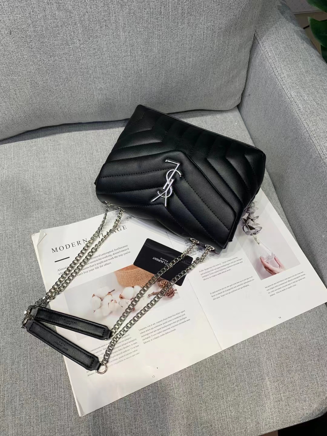 High Quality Saint Loulou Handbag Genuine Leather Silver Chain Shoulder Bag It Bag
