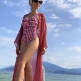 Women Beach Bikini Fashion Full Letter Swimsuit for Female High Waist Bathing Suit Summer