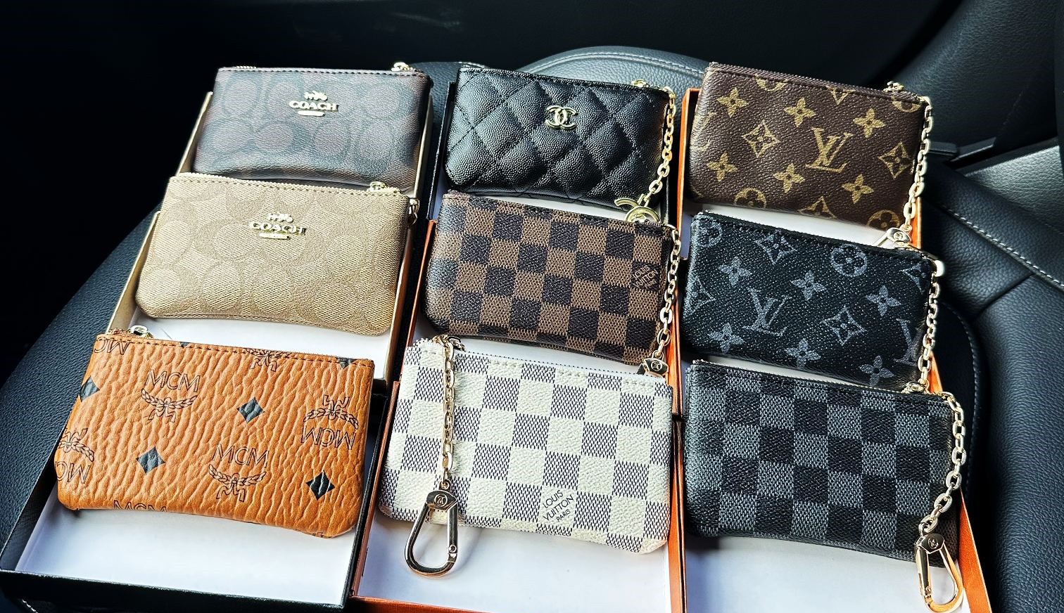 KEY POUCH POCHETTE CLES Designer Fashion Womens Mens Key Ring Zipped Credit Card