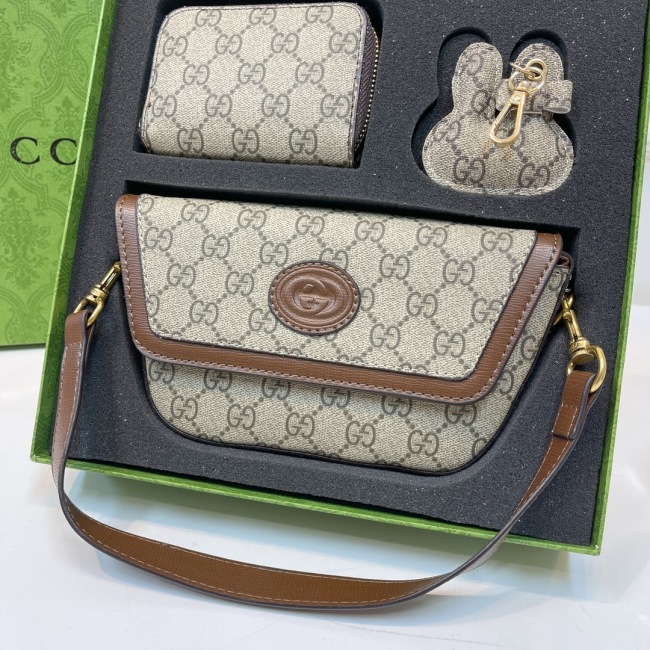 Latest gift box set, fashionable shoulder bag card bag combination, full set of plastic packaging (with box)