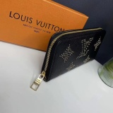 Decorative pattern hollow letter zipper leather wallet card bag
