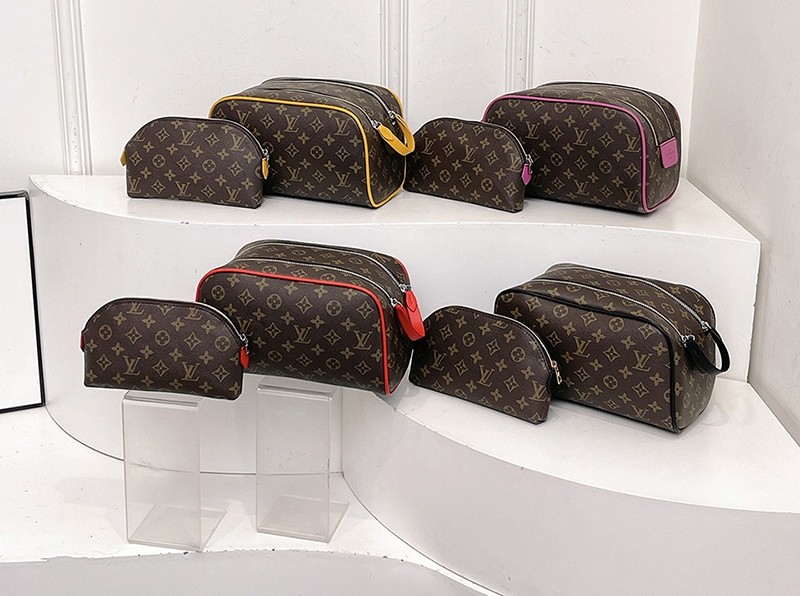 2-piece Set Leather Bag For Women Travel Cosmetic Bag Fashion Beauty Toiletry Organizer Makeup Bag