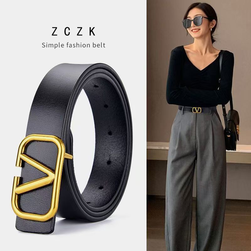Belt Women's Belt Button PU Belt Fashion Decoration