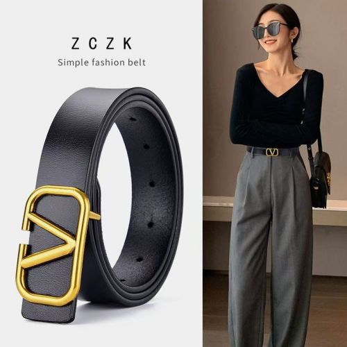 Belt Women's Belt Button PU Belt Fashion Decoration