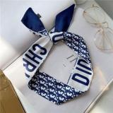 Silk-like Scarf Double Bow Women Print Ribbon Hair Bows Tie Bag Accesseries