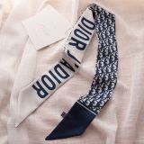 Silk-like Scarf Double Bow Women Print Ribbon Hair Bows Tie Bag Accesseries