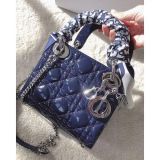 Silk-like Scarf Double Bow Women Print Ribbon Hair Bows Tie Bag Accesseries