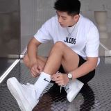 5pcs Men's and women's sports letter socks made of pure cotton, comfortable, breathable and casual