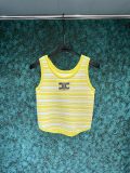 Summer new chic curved hem striped color blocked knitted short vest for women