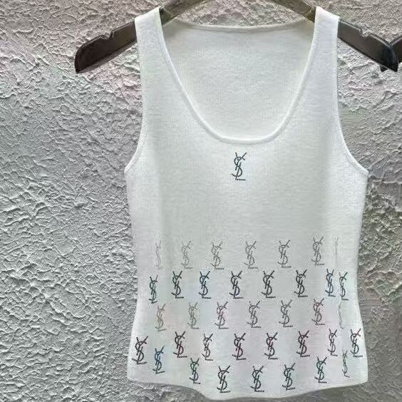 Summer new letter color blocked jacquard age reducing suspender knitted vest for women