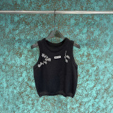 Spring and summer new niche design handmade embroidered bead sequin knitted vest for women