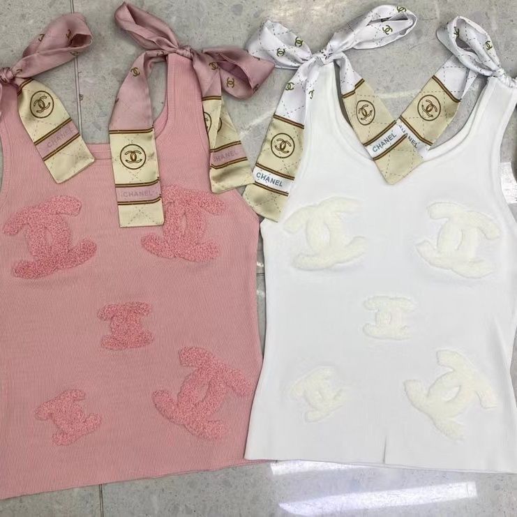 Summer new letter color blocked jacquard age reducing suspender knitted vest for women