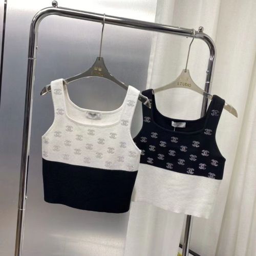 Summer new letter color blocked jacquard age reducing suspender knitted vest for women