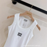 Summer new basic versatile style letter embroidery slim fit sleeveless vest for women