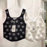 Summer new letter pearl retro suspender women's knitted vest