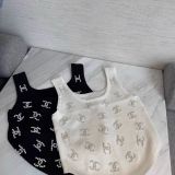Summer new letter pearl retro suspender women's knitted vest